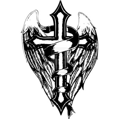 Christian Crosses with wings designs Fake Temporary Water Transfer Tattoo Stickers NO.10281